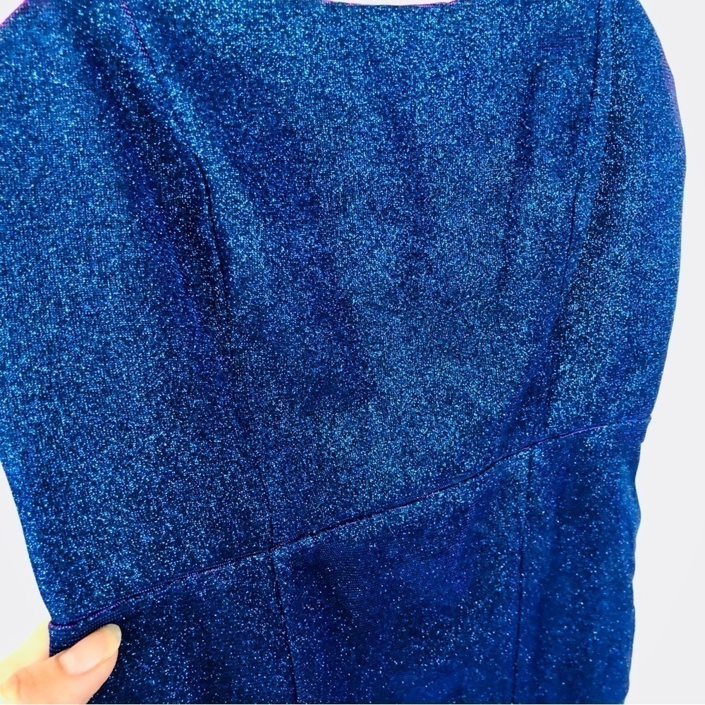 Lulus Sensation Blue purple shift glitter body con mini dress womens XS prom - Picture 9 of 16